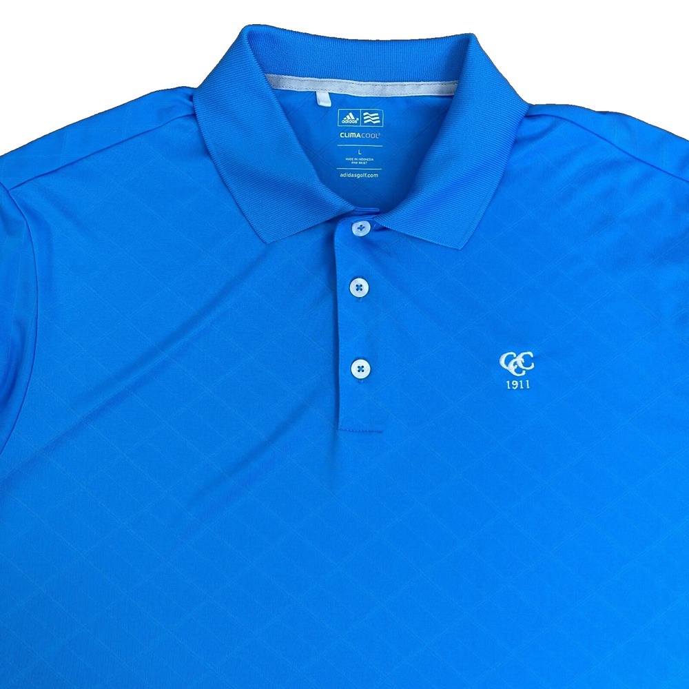 Adidas Polo Golf Shirt Climacool Mens Large Short Sleeve Blue Casual Stretch